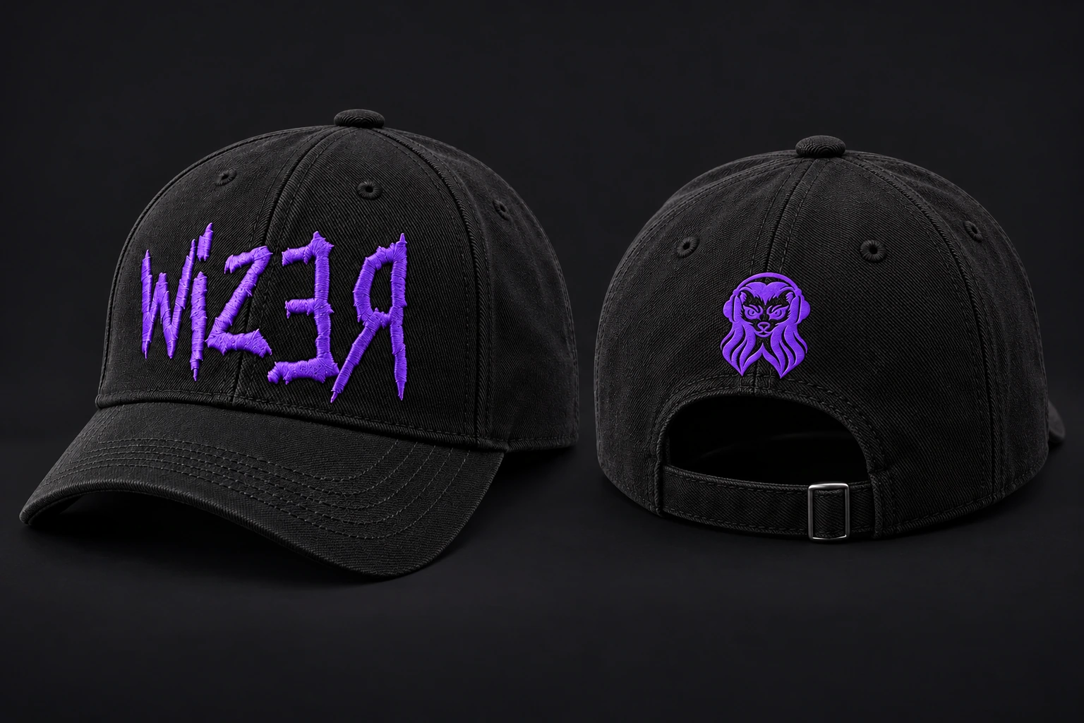 Gorra negra · Bordado morado